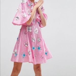ASOS pink heavily embellished dress-NWT